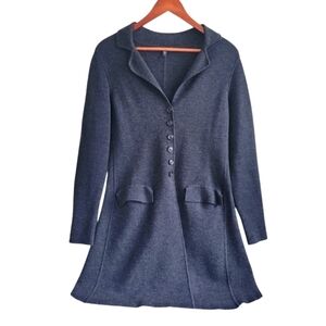 Eileen Fisher Long Collared Button Down Coat Jacket Womens XS